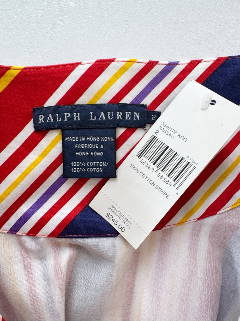 Ralph Lauren Vintage Nassau Stripe Multicolor Cotton Skirt | 2 NWT - Picture 5 of 8